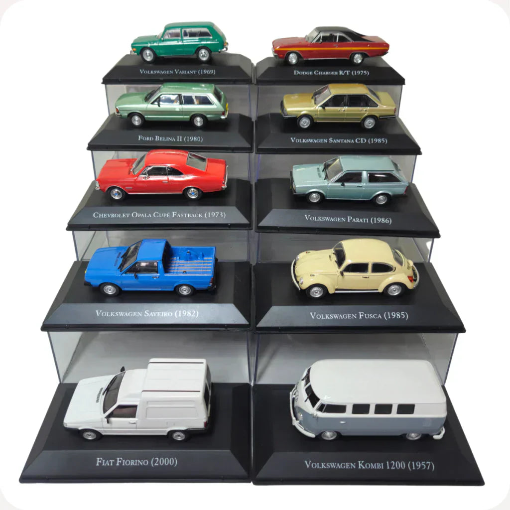 Combo 2ª Temporada de Carros Clássicos do Brasil com 10 miniaturas - Escala 1:43 + Brinde