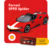 Miniatura Ferrari SF90 Spider Shell Racing da Burago 1/41 C/remoto Cor Vermelho