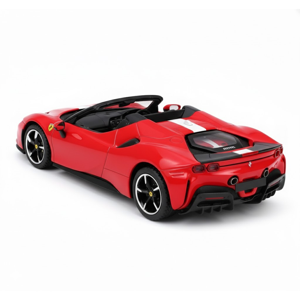 Miniatura Ferrari SF90 Spider Shell Racing da Burago 1/41 C/remoto Cor Vermelho