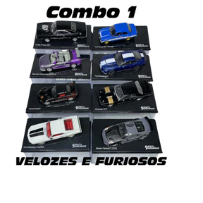 Combo 1 Velozes e Furiosos com 8 Miniaturas da Coleção Velozes e Furiosos 1:43 Luppa