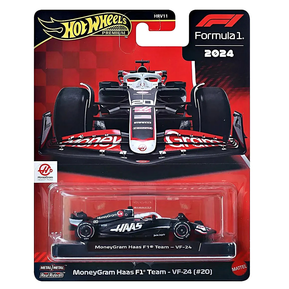 Miniatura Fórmula 1 MoneyGram Hass VF-24 - #20 Magnussen - Escala 1:64 - Hot Wheels Premium