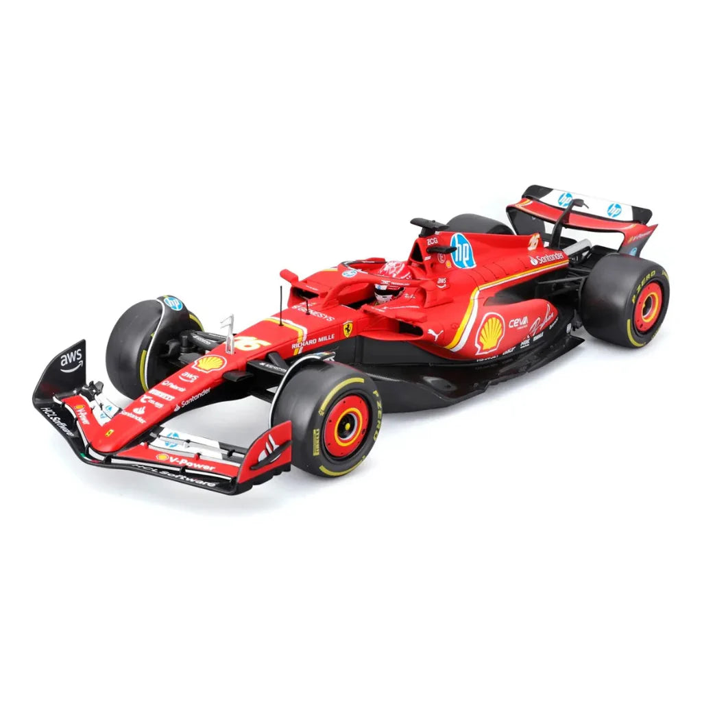 Miniatura F1 Ferrari Sf-24 Shell Racing Burago 1/41 C/remoto Cor Vermelho